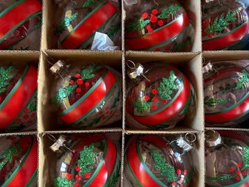Esse: 12 kerstballen, met handbeschildering, transparant, Diversen, Nieuw