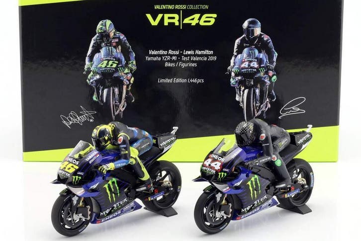 Minichamps -1:12 Rossi -Hamilton Valencia 2019 Yamaha YZR-M1, Hobby en Vrije tijd, Modelauto's | 1:5 tot 1:12, Nieuw, Verzenden