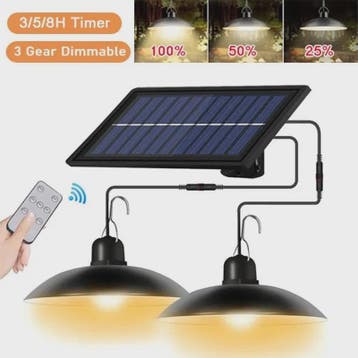 Dubbele Solar Hanglamp met Afstandsbediening - Waterdicht LE, Huis en Inrichting, Verzenden, Nieuw