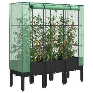 vidaXL Plantenbak verhoogd met kashoes 120x40x140 cm, Verzenden, Nieuw, Kunststof
