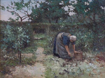 J. Schijvens (XIX) - Dame in moestuin