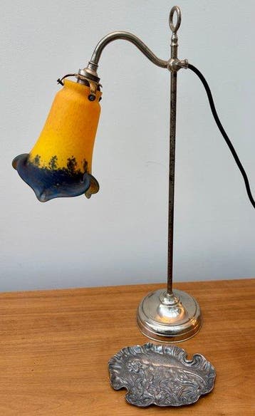 Lamp (2) - Glas, Staal, Tin - Tulpenlamp Art Déco, Antiek en Kunst