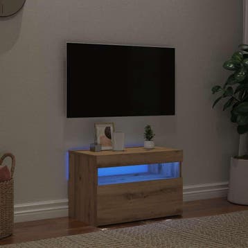 vidaXL Tv-meubel met LED 60x35x40 cm bewerkt hout artisanaal, Minder dan 50 cm, Verzenden, Nieuw, Minder dan 100 cm