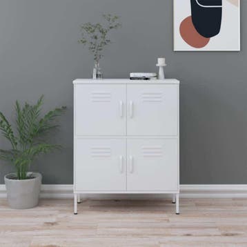 vidaXL Opbergkast 80x35x101,5 cm staal wit, Verzenden, Nieuw