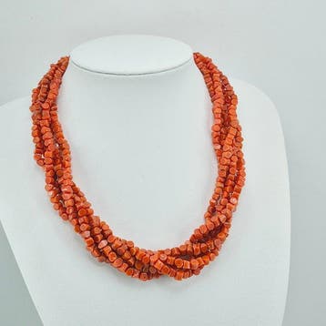 Bloedkoraal - Zilver - Halsketting - CORALLO MEDITERRANEO, Antiek en Kunst