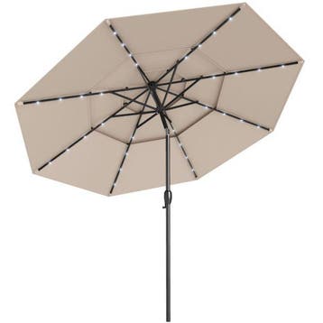 2dekans | Coast 3-Laags Terrasparasol Ø313 cm - Solar LED -, Ophalen of Verzenden, Zo goed als nieuw