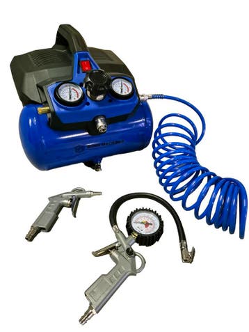 Borg 6 liter Silent - Stille - Olievrije - Compressor + set, Doe-het-zelf en Verbouw, Compressors, Geluidgedempt, 6 tot 10 bar