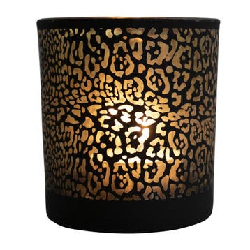 Theelichthouder jaguar print mat zwart Groot 18cm, Verzenden, Nieuw