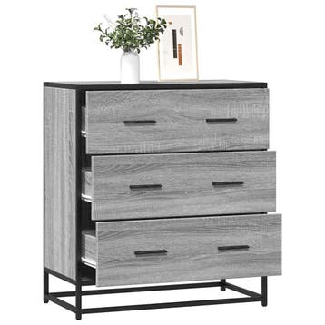 vidaXL Dressoir 68x35x76 cm bewerkt hout en metaal grijs, Verzenden, Nieuw, Overige houtsoorten, Minder dan 50 cm