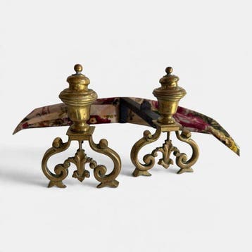Openhaard accessoire (2) - 19e-eeuwse koperen haardijzers –, Antiek en Kunst