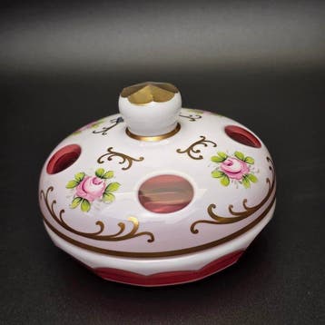 Crystalex - Trinket Box Overlay Glass - Pot - Glas, Antiek en Kunst, Antiek | Glas en Kristal