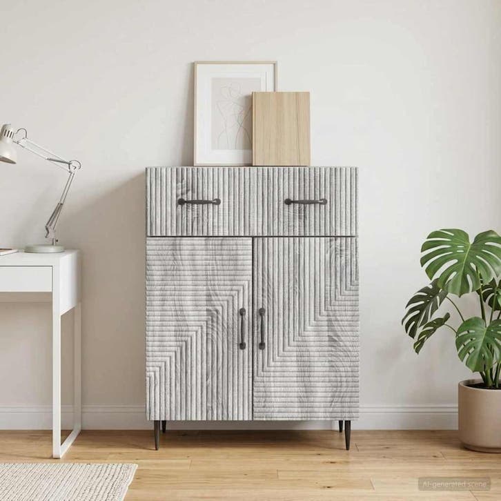 vidaXL Dressoir met lade Grijs sonoma 66 x 34,5 x 89,5 cm, Huis en Inrichting, Kasten | Dressoirs, Nieuw, Minder dan 50 cm, Overige houtsoorten