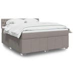 vidaXL Boxspring met matras stof taupe 180x200 cm, Eenpersoons, Verzenden, Nieuw, 80 cm