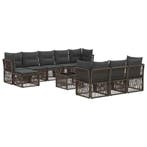 vidaXL Tuinbankenset 11 pcs Grijs poly rattan, Tuin en Terras, Verzenden, Nieuw, Meer dan 8 zitplaatsen