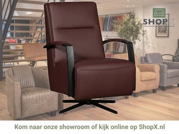 Leren draaifauteuil Award - Toledo Bordeaux (donkerrood) -, Huis en Inrichting, Nieuw, Ophalen of Verzenden, 50 tot 75 cm, Industrieel, Modern