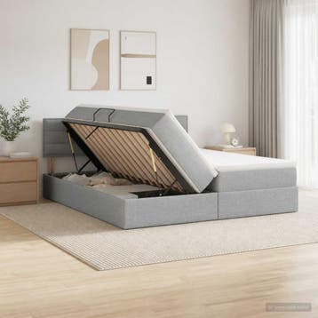 vidaXL Opslag bed met hoofdeinde 2 st Lichtgrijs Nep Leer, Verzenden, Nieuw