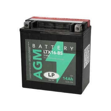 Landport (LP) LTX16-BS 12 volt 14,0 ah AGM motor accu (51402, Ophalen of Verzenden, Nieuw