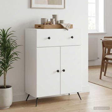 vidaXL Dressoir Wit 66 x 34,5 x 90 cm Bewerkt hout, Verzenden, Nieuw, Overige houtsoorten, Minder dan 50 cm