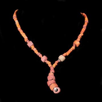 West-Aziatisch Orange Hardstone Kralenketting (Zonder