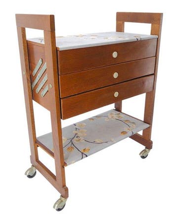 Naaidoos - Hout - Vintage model Fisarmonica met drie