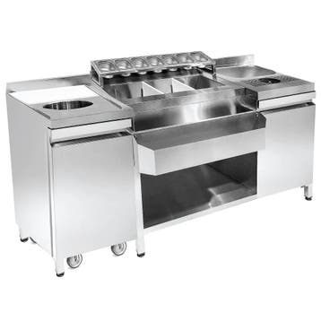 Bar-/Cocktailstation | RVS | Spoelbak + Glazenspoeler |, Verzenden, Nieuw in verpakking
