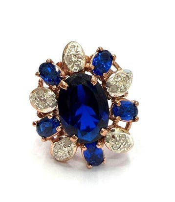 Zonder minimumprijs - Ring - 9 kt. Roségoud, Zilver Spinel -, Nieuw
