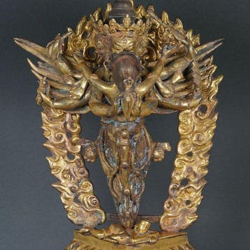 High quality Gilded Dorje Phurba Vajrakilaya Statue - Brons, Antiek en Kunst
