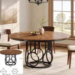 Ronde Eettafel 120 cm – Rustiek Wit en Bruin voor 4–6 Pers, Huis en Inrichting, Tafels | Eettafels, Verzenden, Nieuw