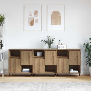 vidaXL Dressoirs 3 st Artisan Eiken, Huis en Inrichting, Kasten | Dressoirs, Verzenden, Nieuw, Overige houtsoorten, Minder dan 50 cm