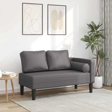 vidaXL Chaise longue met kussens kunstleer grijs, Verzenden, Nieuw