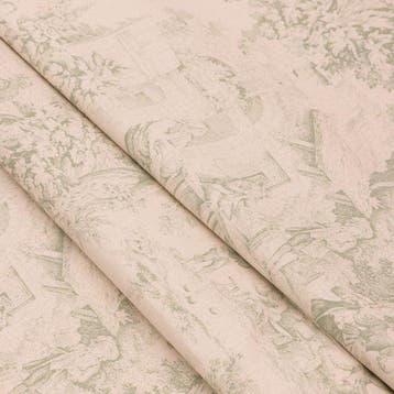 AA111 - Toile de Jouy Salviagroen - Delicaat - Meubelstof -