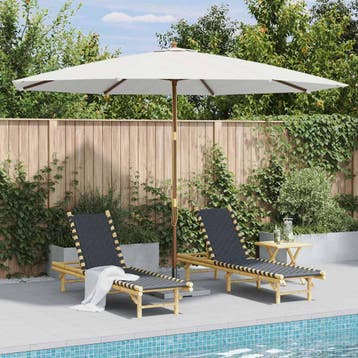 vidaXL Parasol met houten paal 350 cm zandwit, Verzenden, Nieuw, 3 tot 4 meter