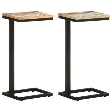 vidaXL Bijzettafels 2 st 31,5x24,5x64,5 cm massief, Huis en Inrichting, Tafels | Bijzettafels, Verzenden, Nieuw