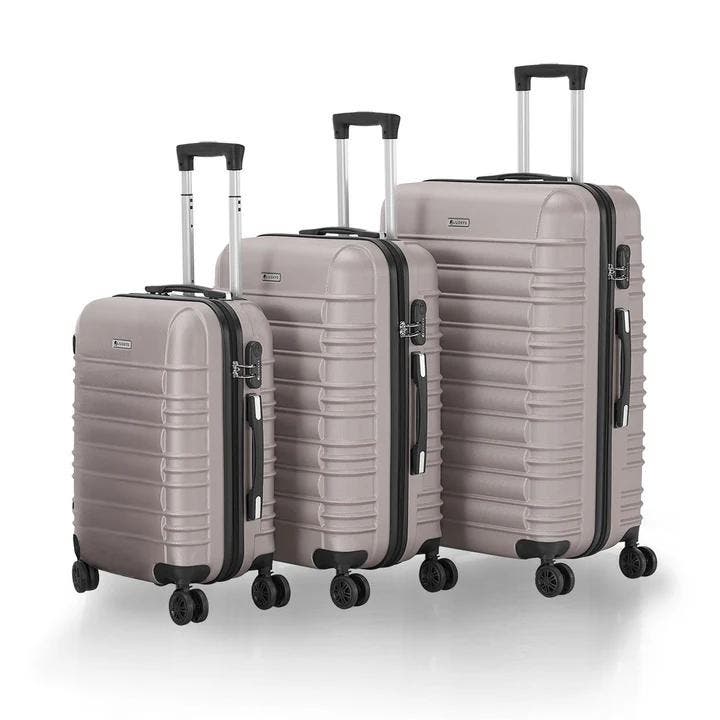 Harde Kofferset Rome - 3-Delig - ABS - Champagne, Sieraden, Tassen en Uiterlijk, Koffers, Nieuw, Verzenden