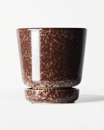 HEMA Bloempot 11x12cm keramiek spikkels bruin, Verzenden