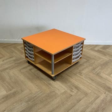 Klassehout verrijdbare schoolkast + 10 lades (hxbxd), Huis en Inrichting, Ophalen of Verzenden, Gebruikt