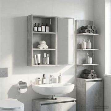 vidaXL Badkamer wandkast met plank Beton Grijs 40 x 14 x 70, Verzenden, Nieuw