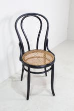 Antieke Thonet bistrostoel No.14 jaren 20/30 zwart, Antiek, Riet of Rotan, Gebruikt, Zwart