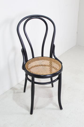 Antieke Thonet bistrostoel No.14 jaren 20/30 zwart, Antiek, Riet of Rotan, Gebruikt, Zwart