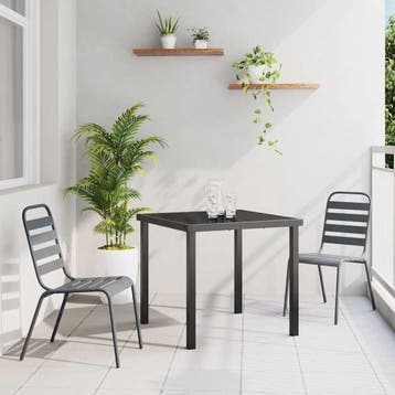 vidaXL Tuin eettafelset 3 pcs Antraciet Gepoedercoat staal, Verzenden, Nieuw, 3 zitplaatsen
