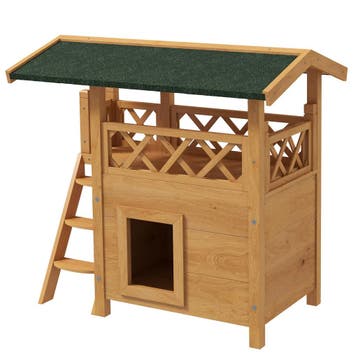 Kattenhuis 2-verdiepingen Met Asfaltdak &amp; Balkon, Massie, Verzenden, Nieuw