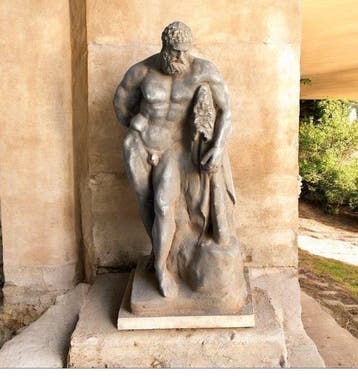 sculptuur, Ercole Farnese 43 cm h - 42 cm - Gegoten steen