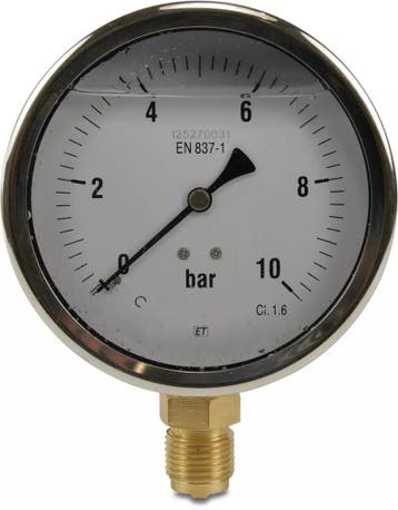Profec manometer met onderaansluiting, glycerinevulling, Doe-het-zelf en Verbouw, Meetapparatuur, Verzenden, Nieuw