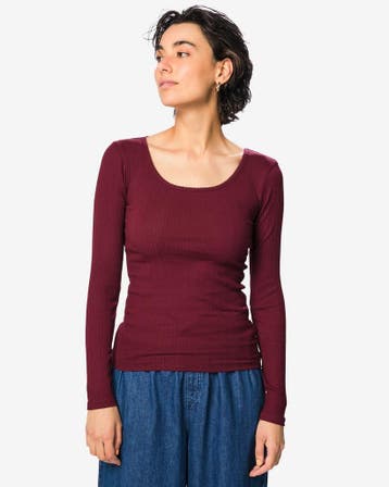 HEMA Dames T-shirt Olivia jersey bordeauxrood 3=50% / 2=30%, Verzenden, Nieuw