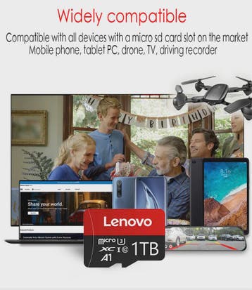 Lenovo Micro SDXC Kaart 1TB - Hoge Snelheid Klasse 10 UHS-I, Hobby en Vrije tijd, Denksport en Puzzels, Verzenden, Nieuw
