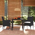 vidaXL 3-delige Tuinset met kussens poly rattan zwart, 2 zitplaatsen, Nieuw, Tuinset, Verzenden