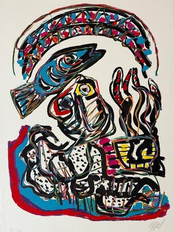 Karel Appel (1921-2006) - Figuur met vis