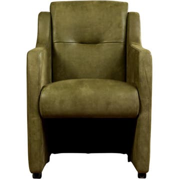 Leren eetkamerstoel Mass - Kenia Olive (olijf) - Met, Ophalen of Verzenden, Nieuw, Leer, Eigentijds, Modern