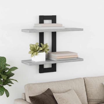 vidaXL Zwevende schappen Grijs Sonoma 40 x 15 x 40 cm, Huis en Inrichting, Woonaccessoires | Wandplanken en Boekenplanken, Verzenden