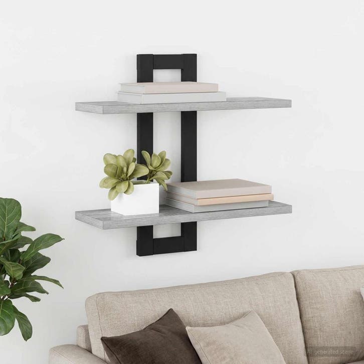 vidaXL Zwevende schappen Grijs Sonoma 40 x 15 x 40 cm, Huis en Inrichting, Woonaccessoires | Wandplanken en Boekenplanken, Nieuw